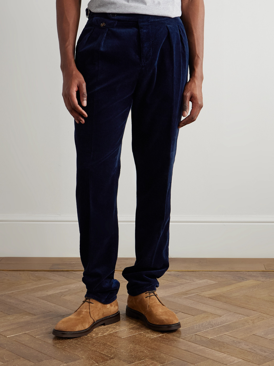Brunello Cucinelli Straight-leg Pleated Cotton-corduroy Trousers