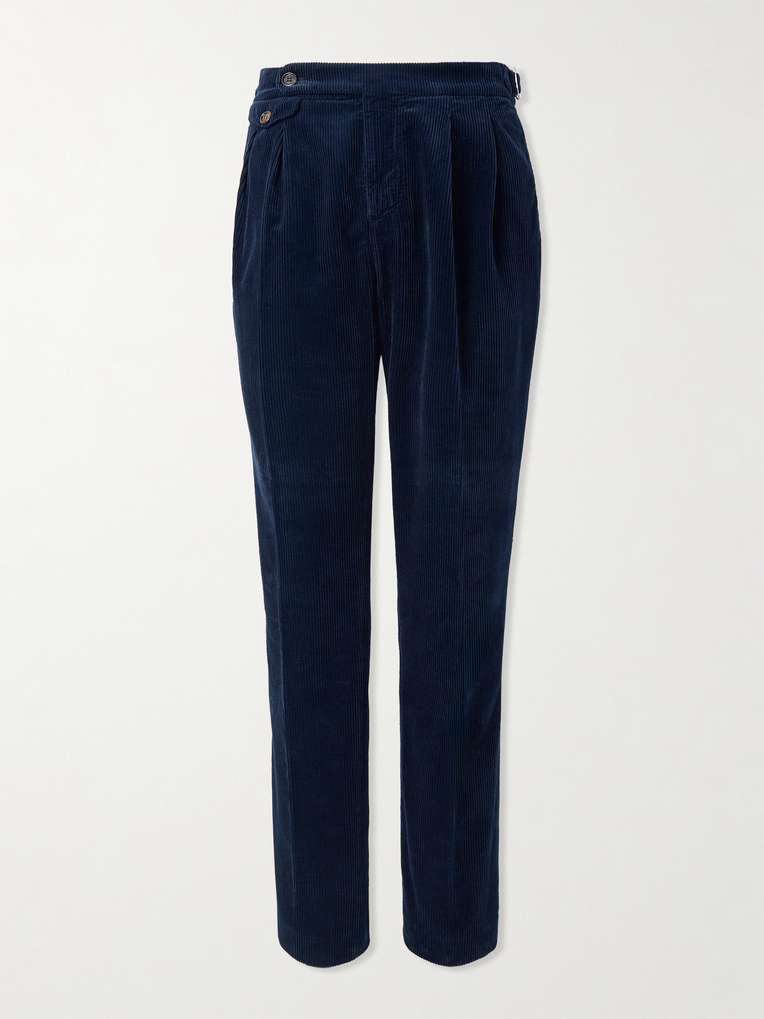 Brunello Cucinelli — Straight-Leg Pleated Cotton-Corduroy Trousers