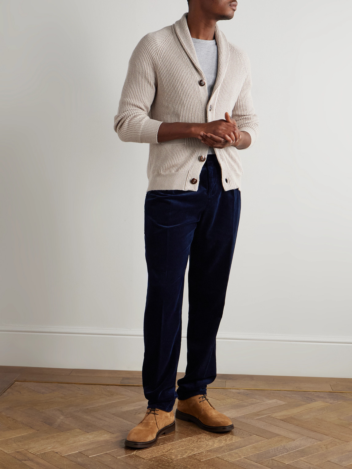 Brunello Cucinelli Straight-leg Pleated Cotton-corduroy Trousers