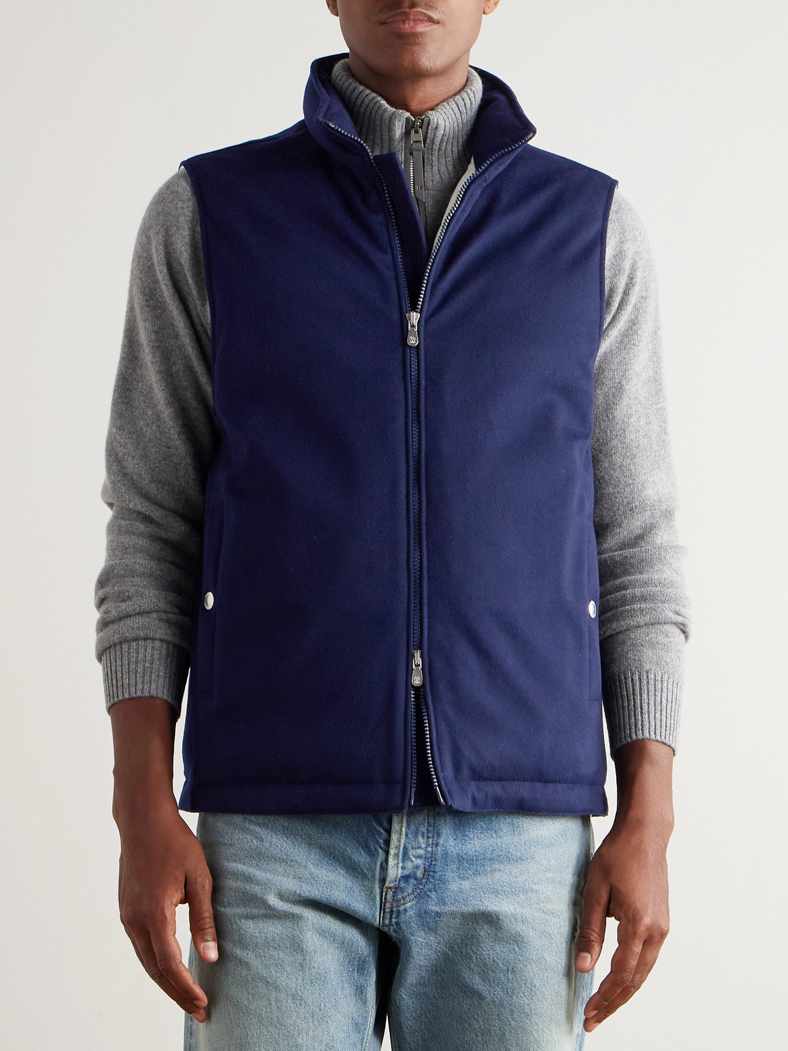 Brunello Cucinelli Wool-felt Down Gilet In Blue