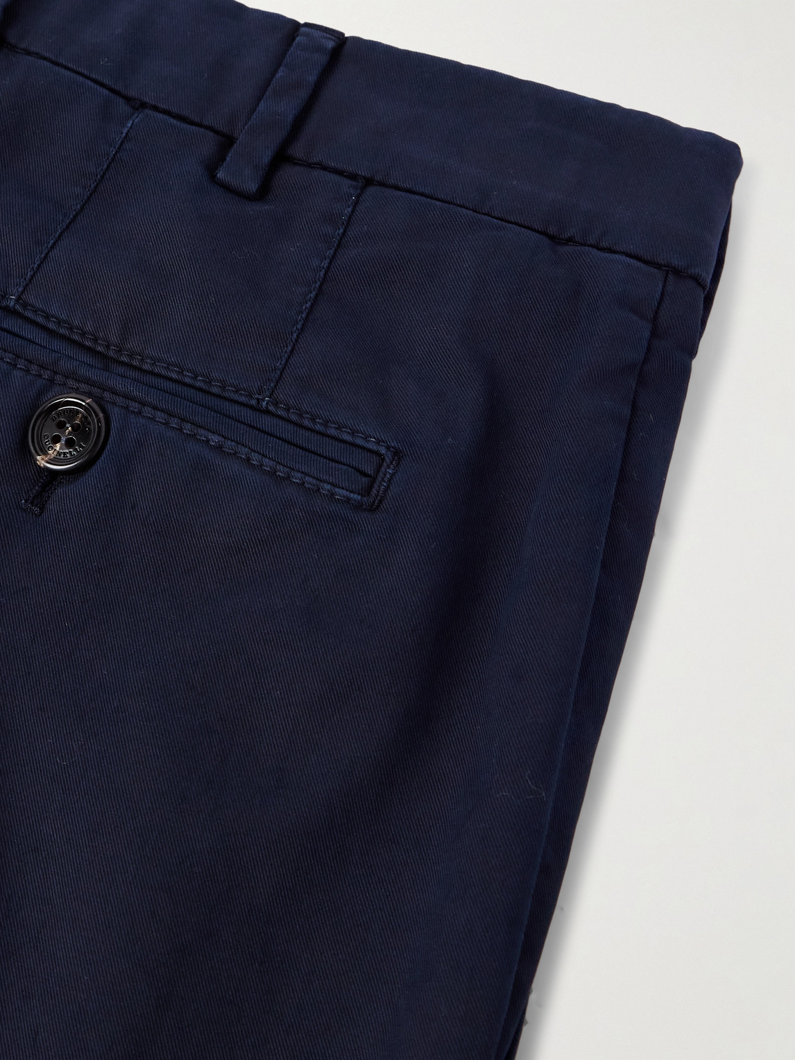 Brunello Cucinelli Slim-fit Tapered Stretch-cotton Twill Trousers In Blue