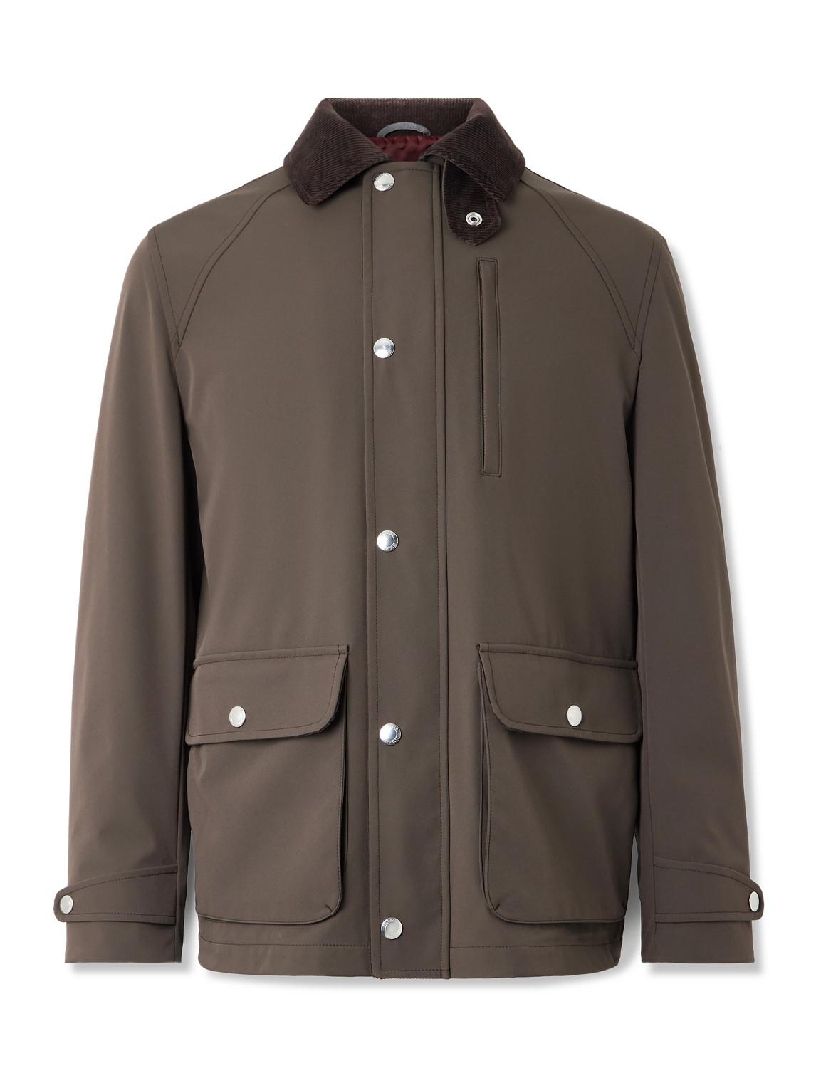 Brunello Cucinelli Cotton-blend Corduroy-trimmed Shell Field Jacket In Brown
