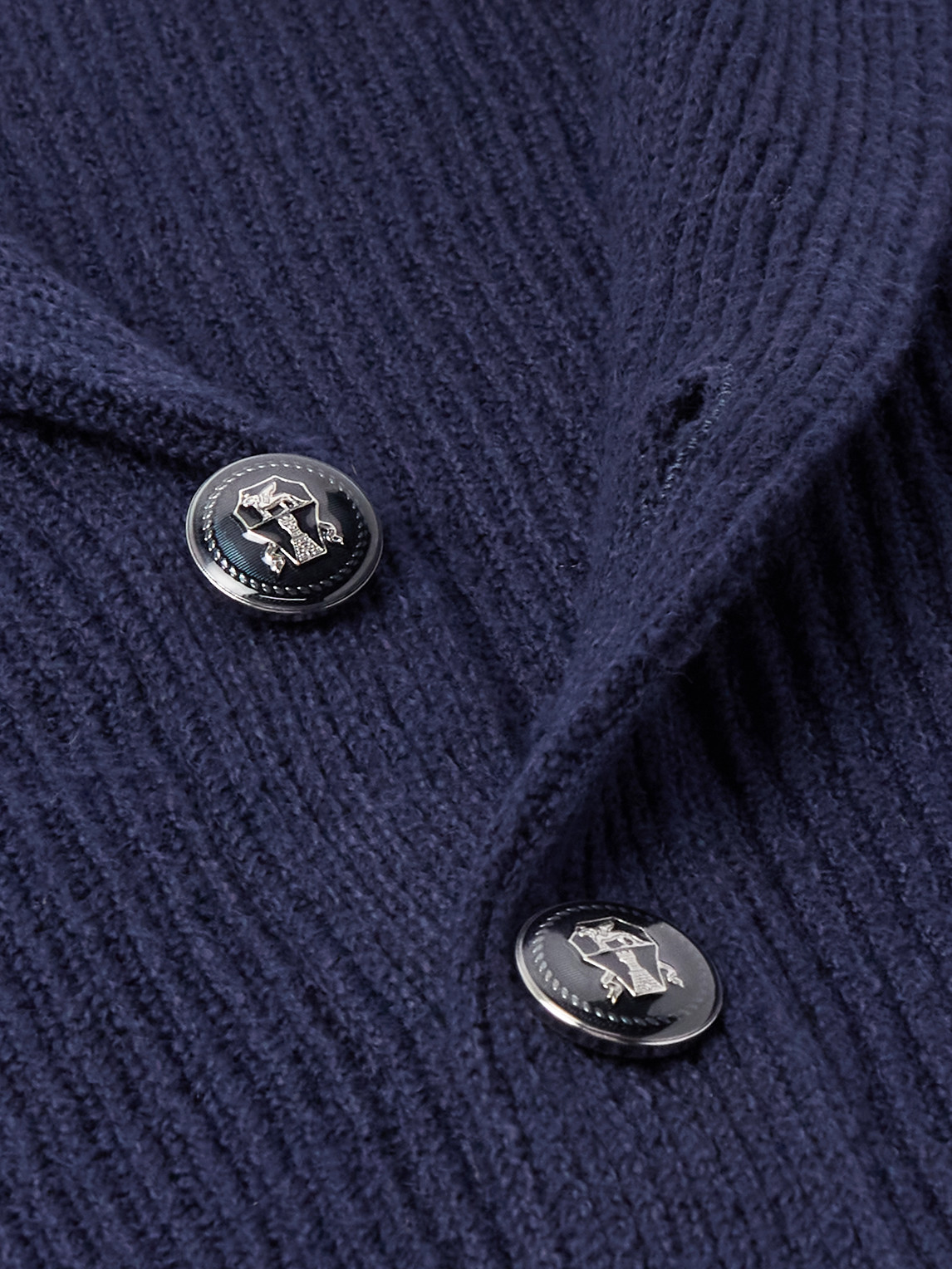 Brunello Cucinelli Shawl-collar Ribbed Cotton Cardigan In Blue
