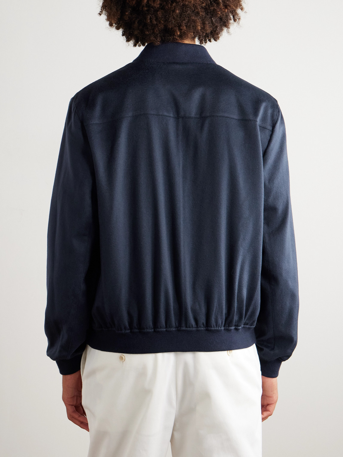 Brunello Cucinelli Cashmere Bomber Jacket In Blue