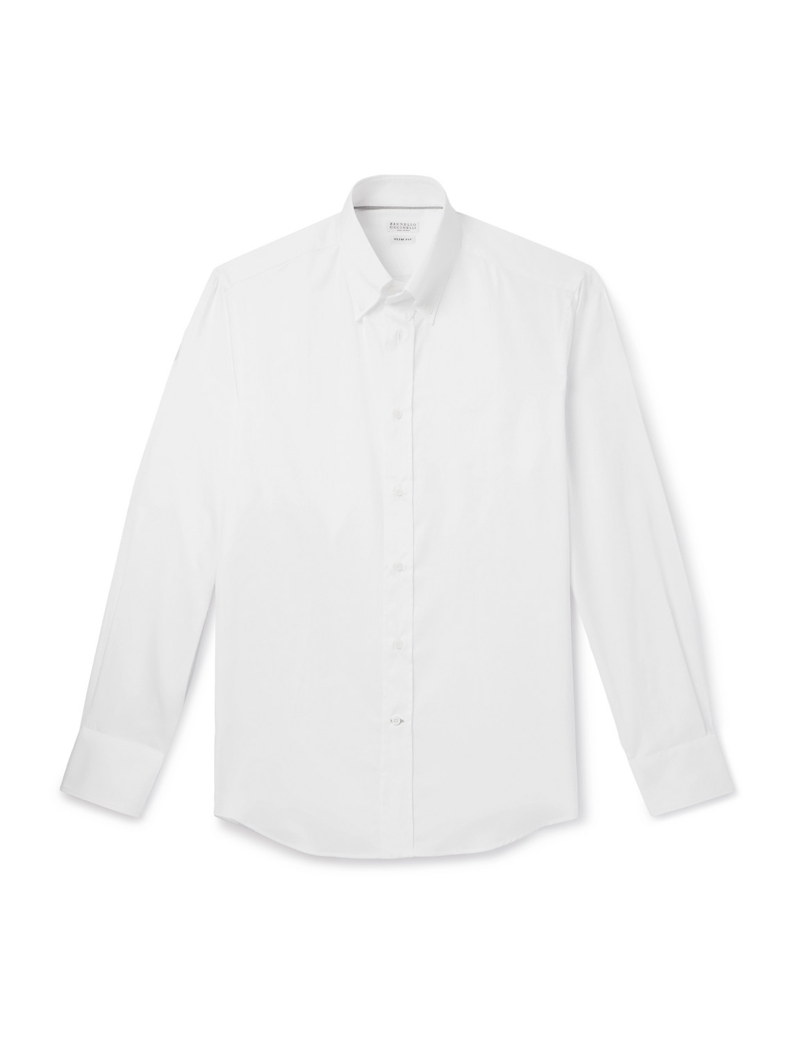 Brunello Cucinelli Slim-fit Button-down Collar Cotton-twill Shirt In White