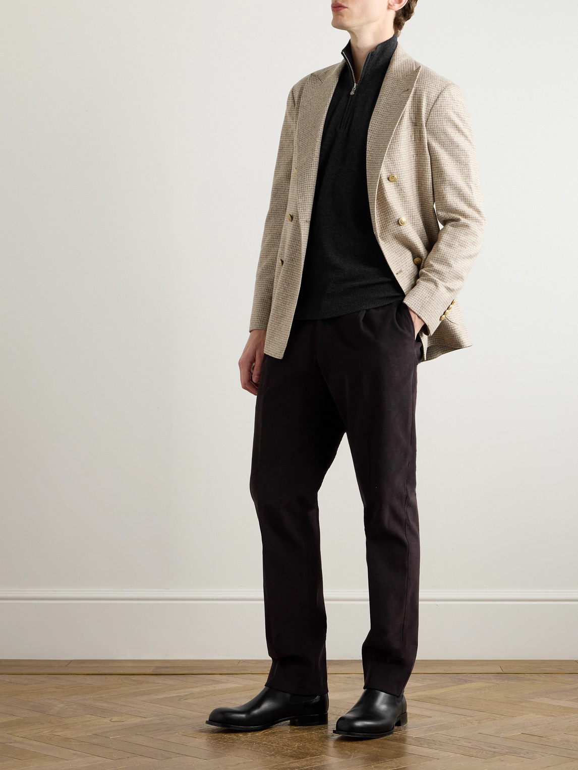 Brunello Cucinelli Cashmere Quarter-zip Sweater In Gray