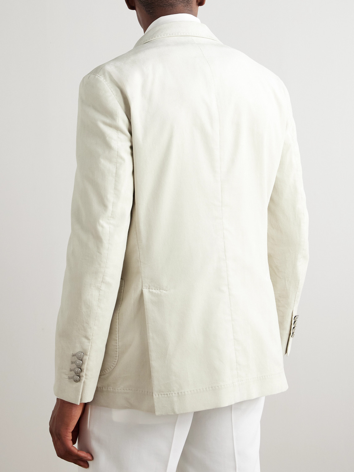 Brunello Cucinelli Double-breasted Pinstriped Wool And Cotton-blend Twill Blazer In White