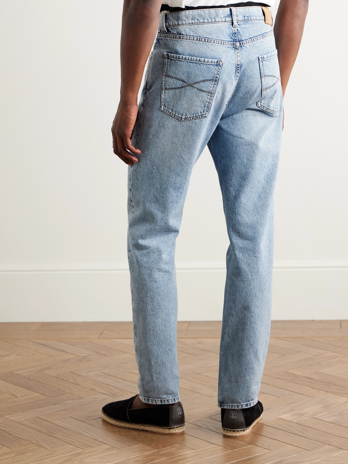 Brunello Cucinelli Stone Wash Traditional Fit Jean In Blue