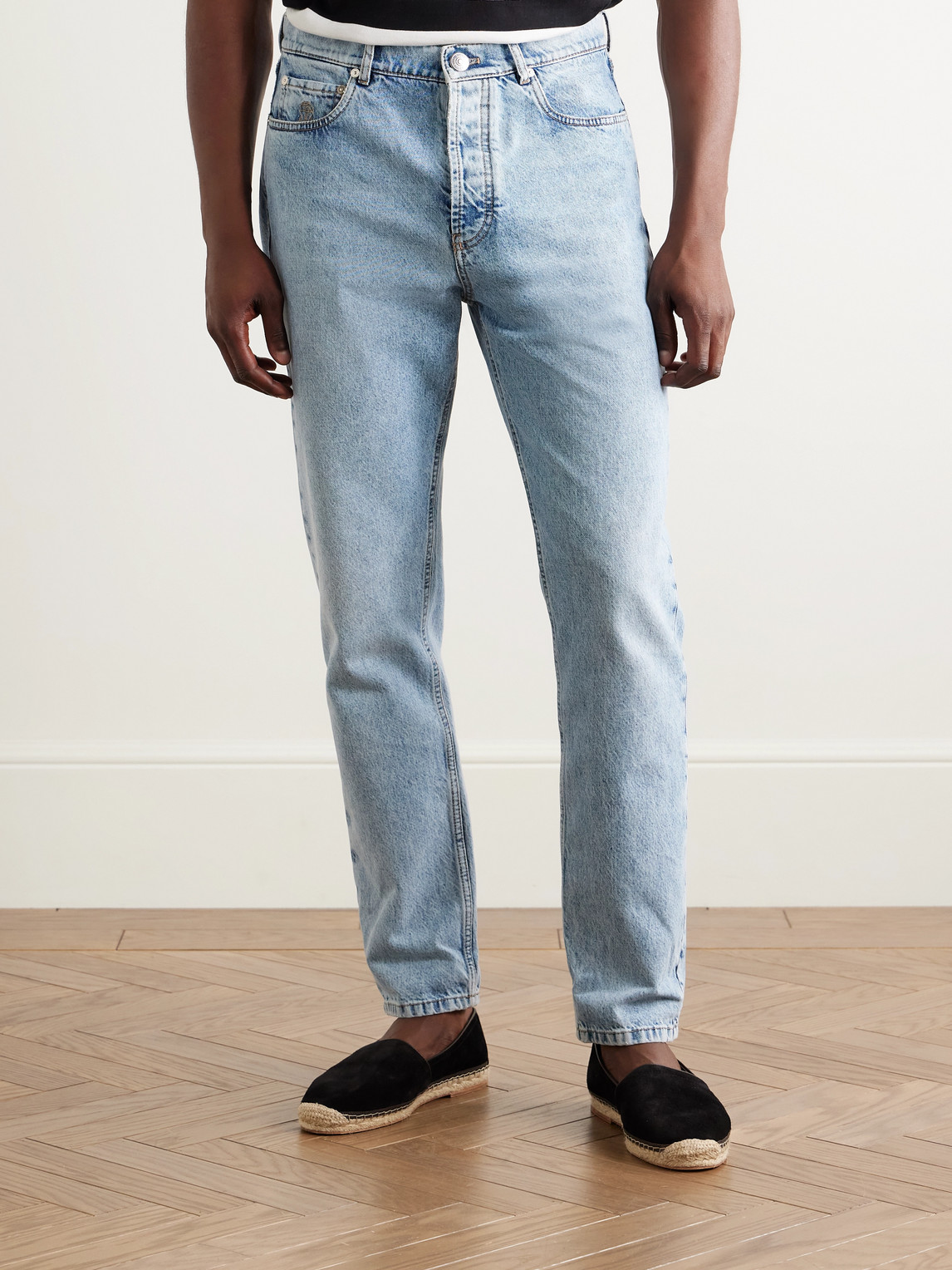 Brunello Cucinelli Stone Wash Traditional Fit Jean In Blue