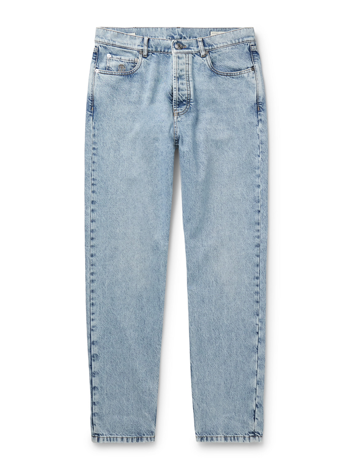 Brunello Cucinelli Stone Wash Traditional Fit Jean In Blue