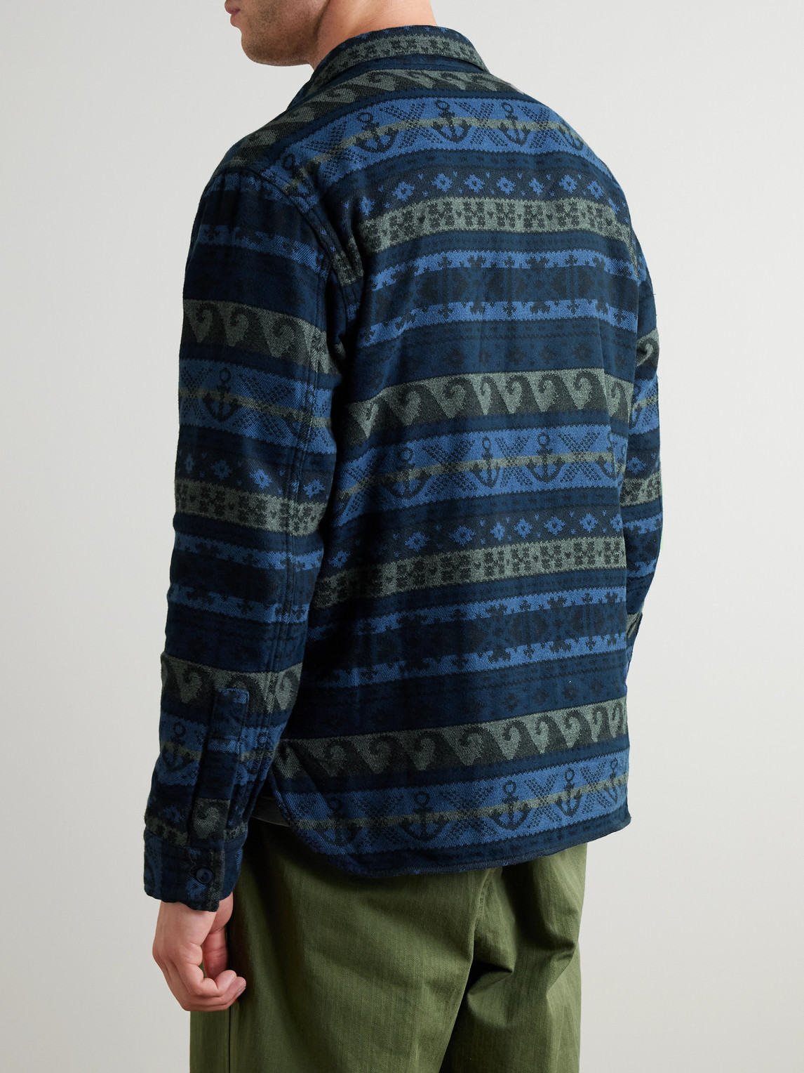 Rrl Cotton-jacquard Overshirt In Blue
