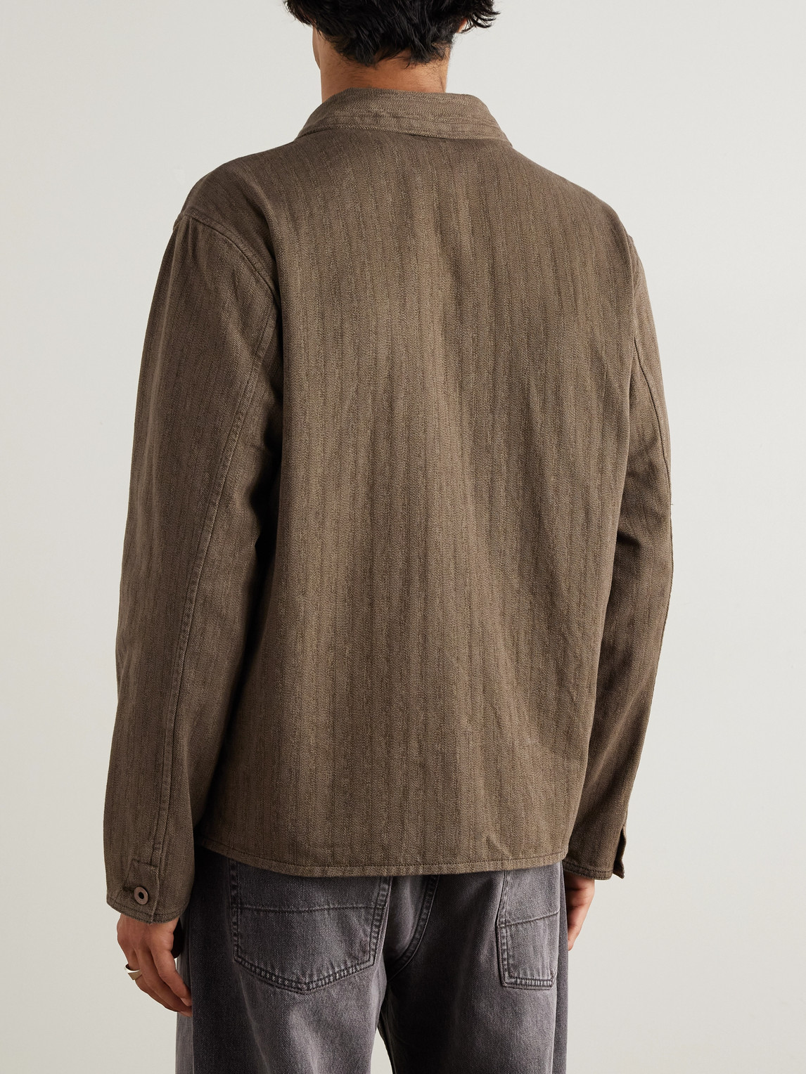 Rrl Waterford Herringbone Cotton Shirt Jacket In Brown