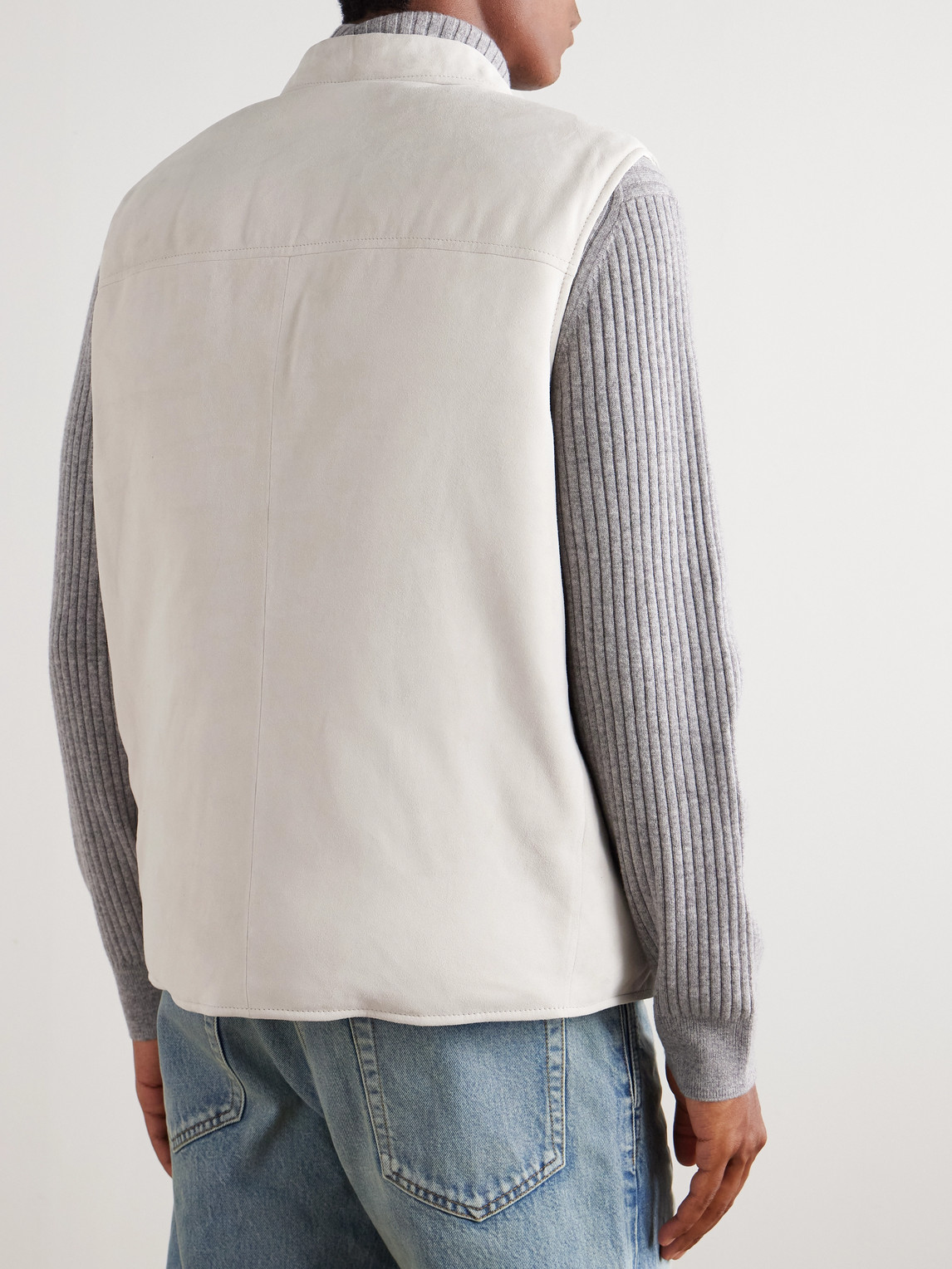 Brunello Cucinelli Suede Down Vest In White