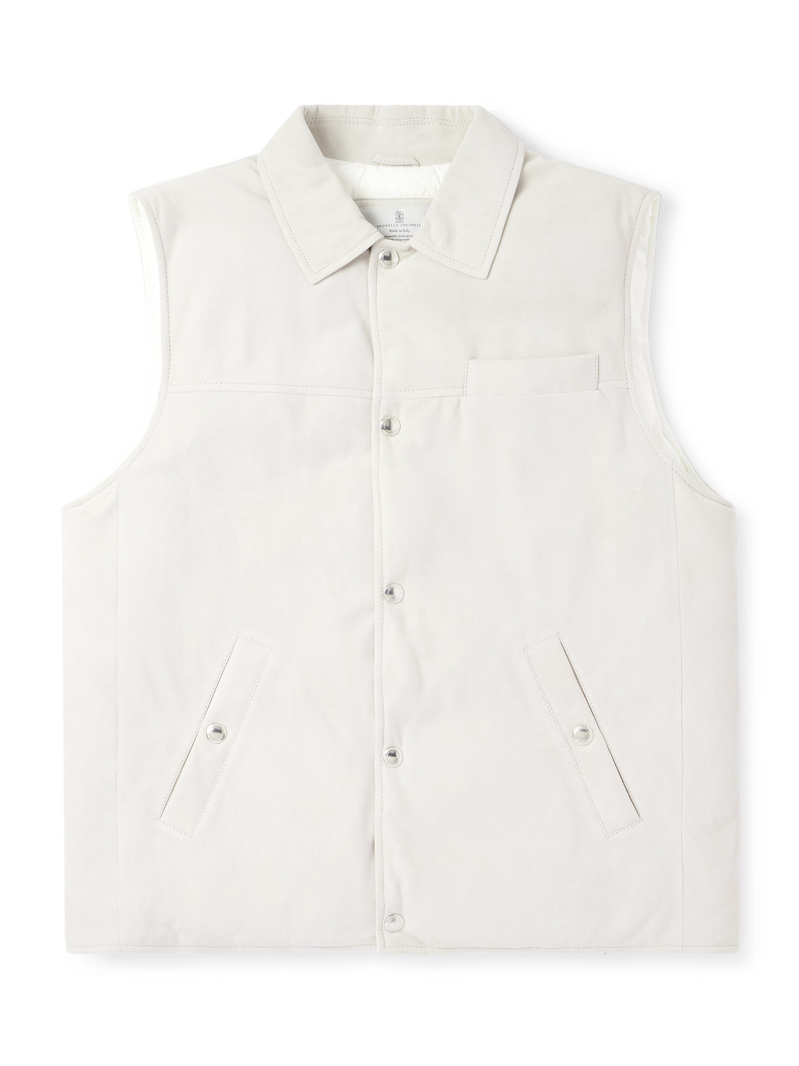 Brunello Cucinelli Suede Down Vest In White