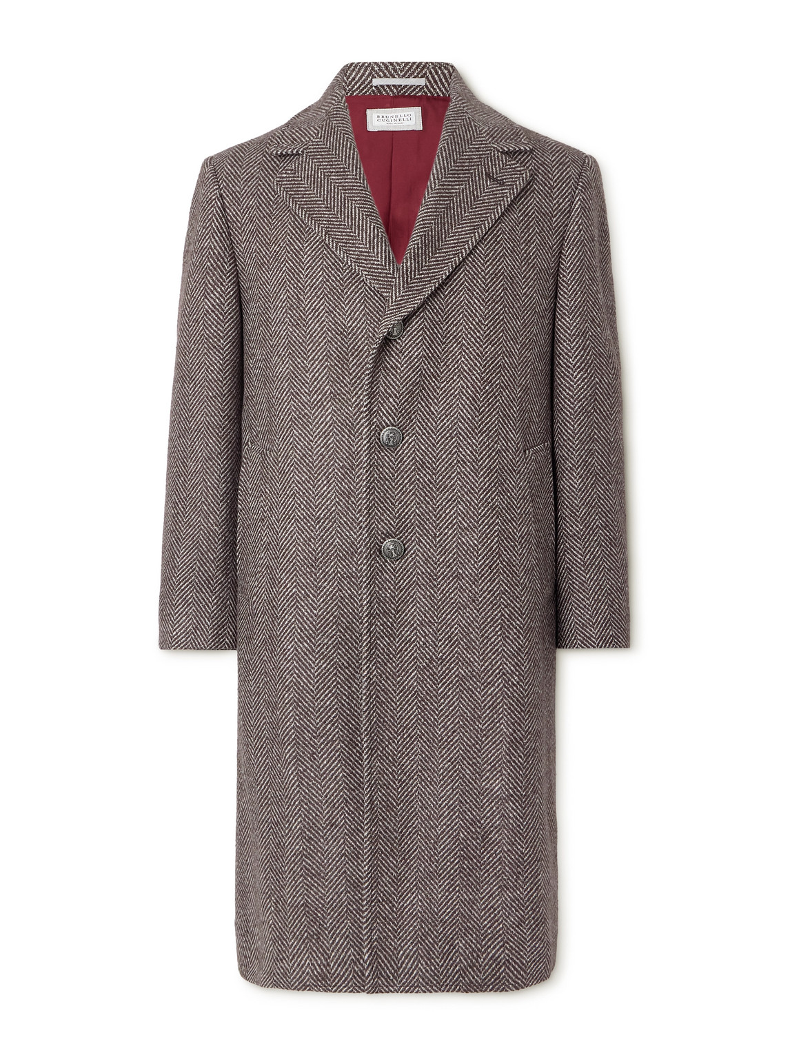 Herringbone Cashmere and Silk-Blend Coat