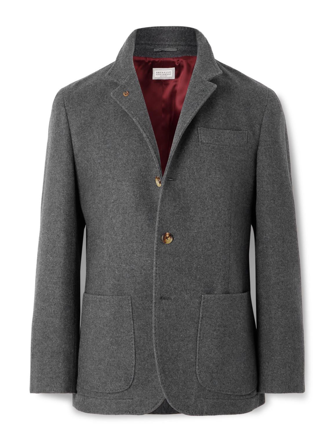 Brunello Cucinelli Unstructured Brushed-cashmere Blazer In Gray