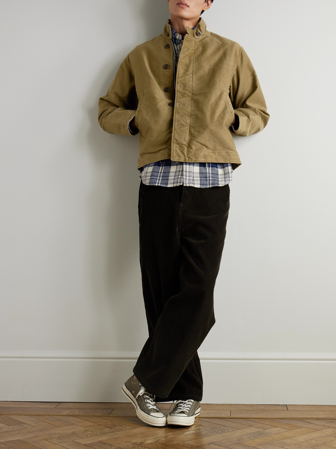 Rrl Corduroy-trimmed Cotton Jacket In Green