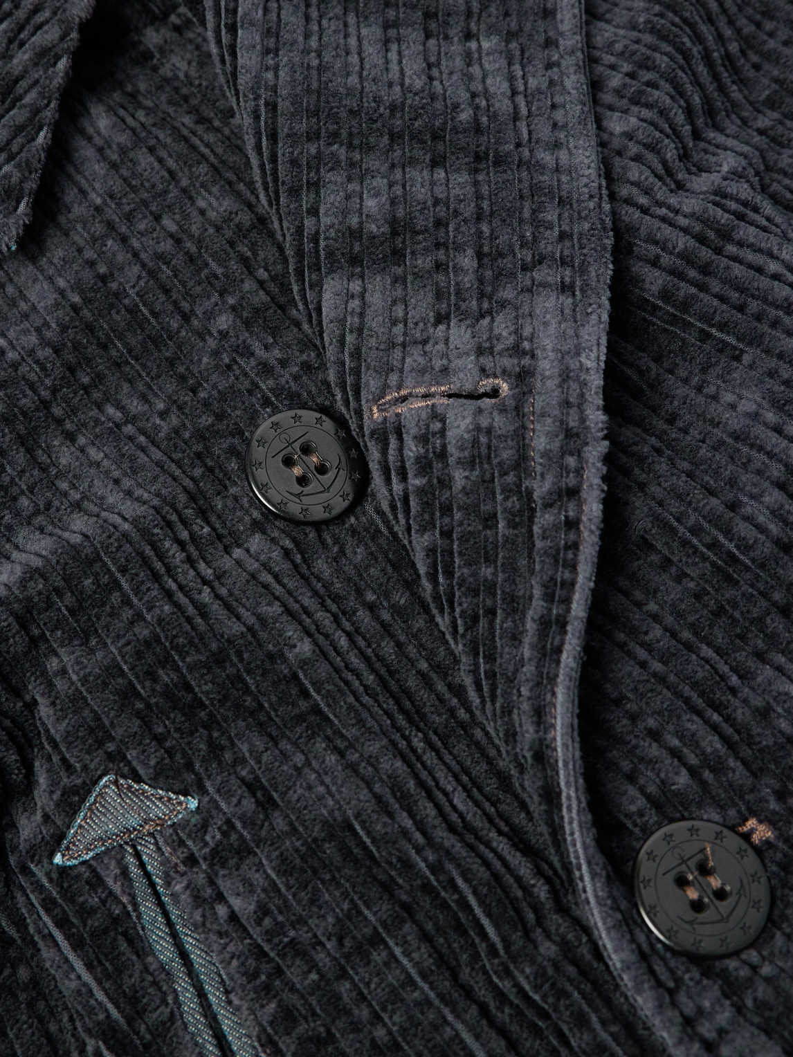 Rrl Double-breasted Cotton-corduroy Peacoat In Blue