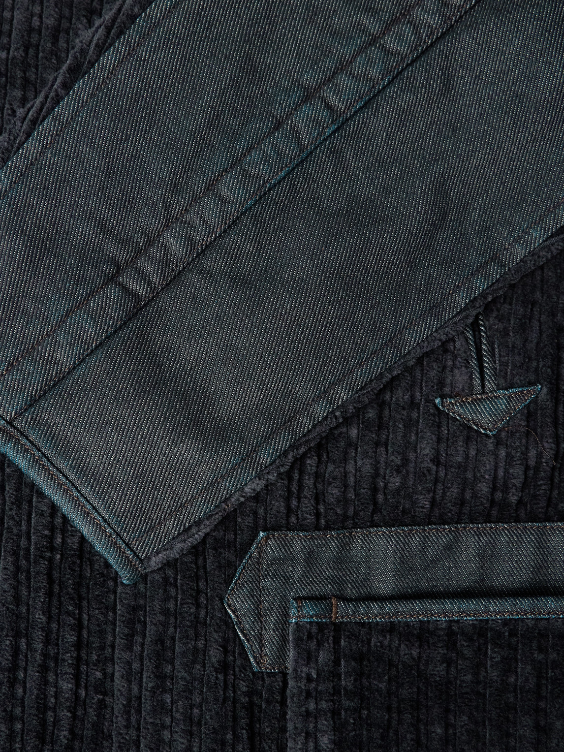 Rrl Double-breasted Cotton-corduroy Peacoat In Blue