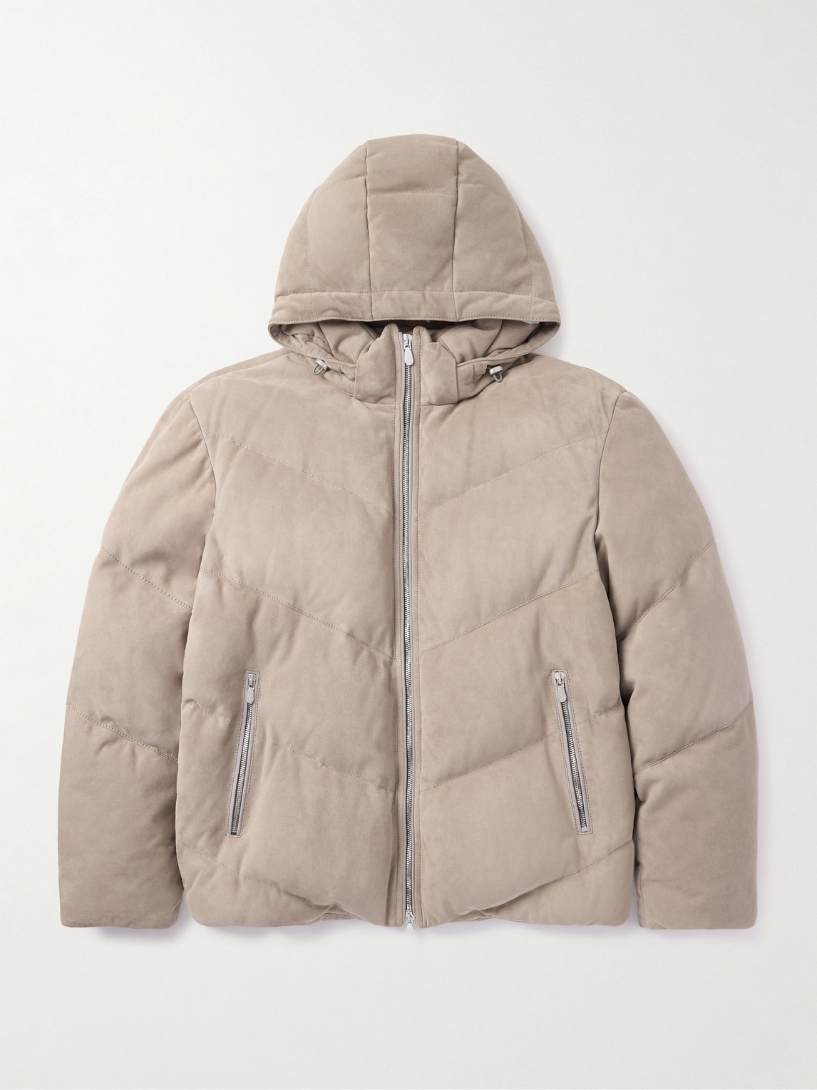 Brunello Cucinelli Quilted Suede Hooded Down Jacket - Men