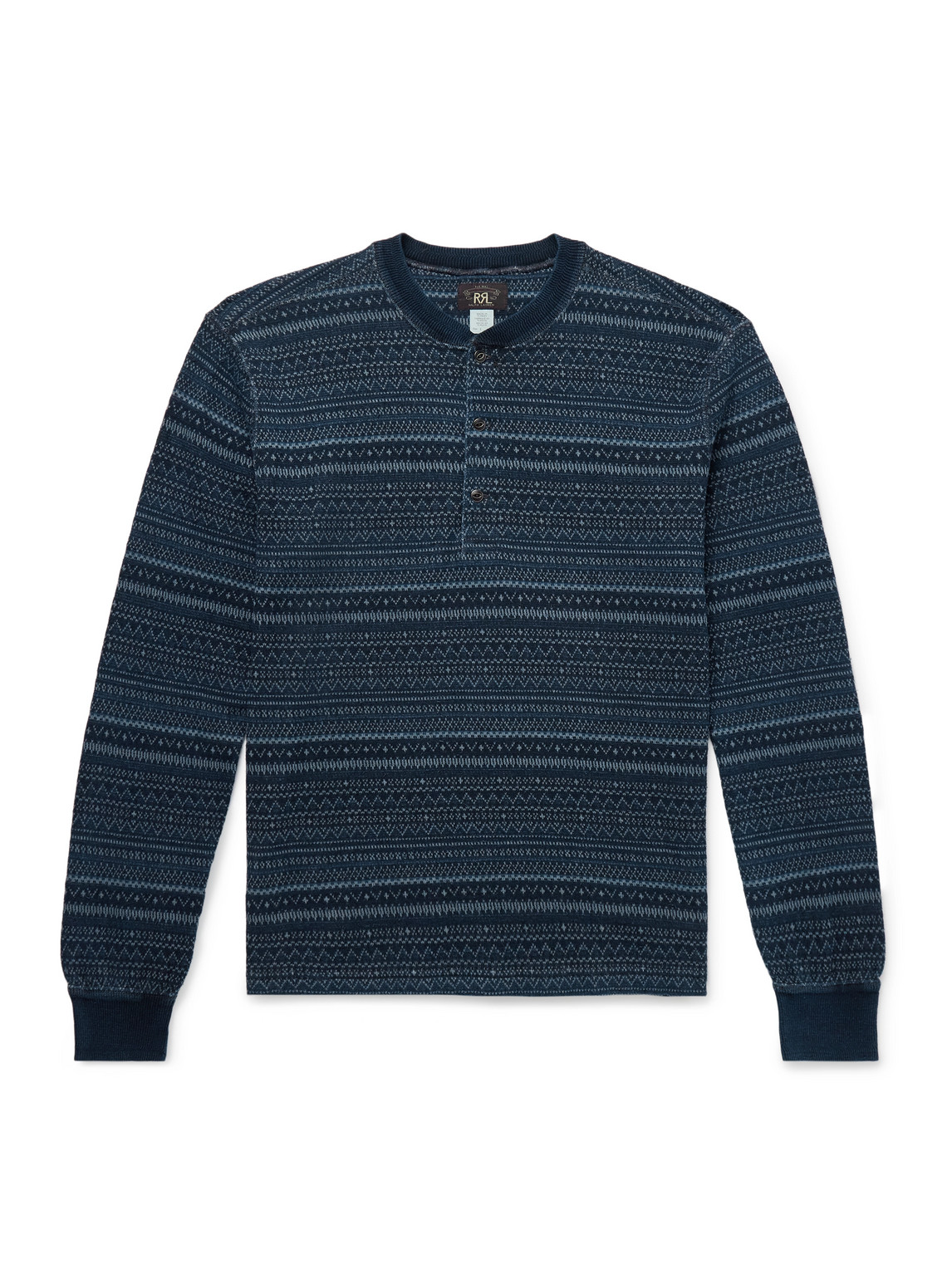 Rrl Jack Fair Isle Cotton Sweater In Blue