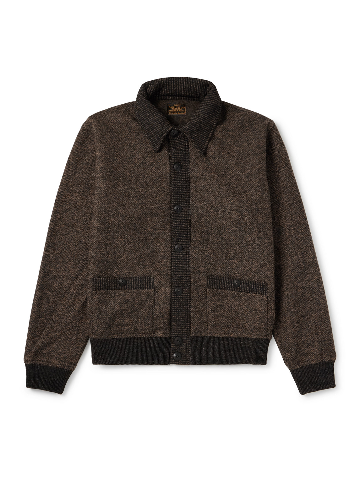 Rrl Angus Herringbone Cardigan In Brown