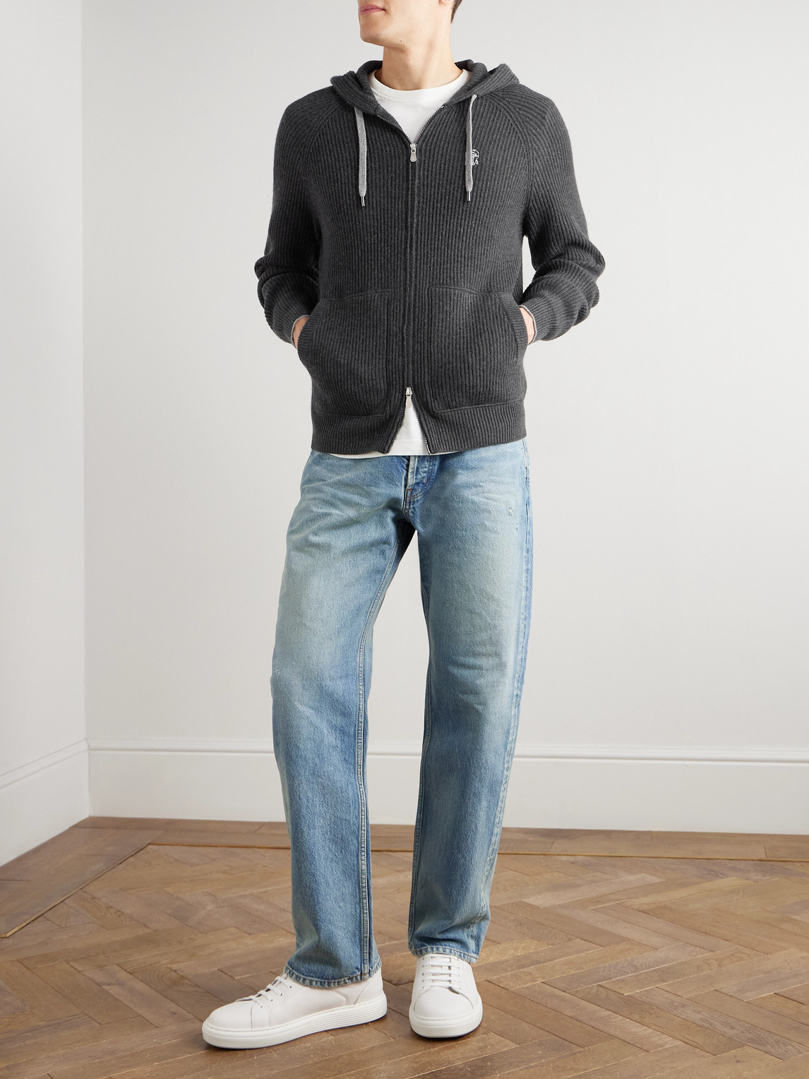 Brunello Cucinelli Cashmere Zip-up Hoodie Featuring Drawstring Hood