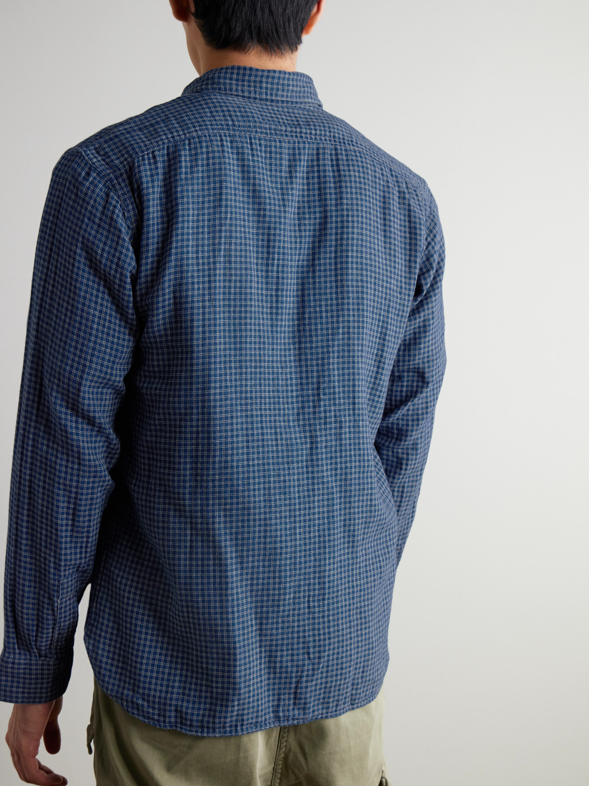 Rrl Harvest Checked Cotton Shirt In Blue