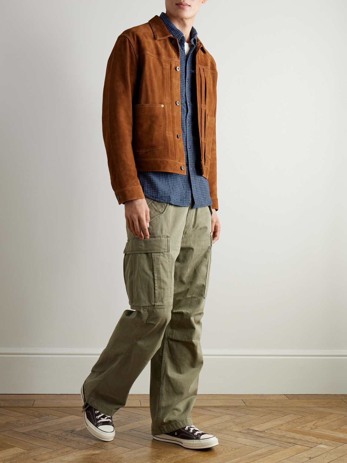Rrl Harvest Checked Cotton Shirt In Blue