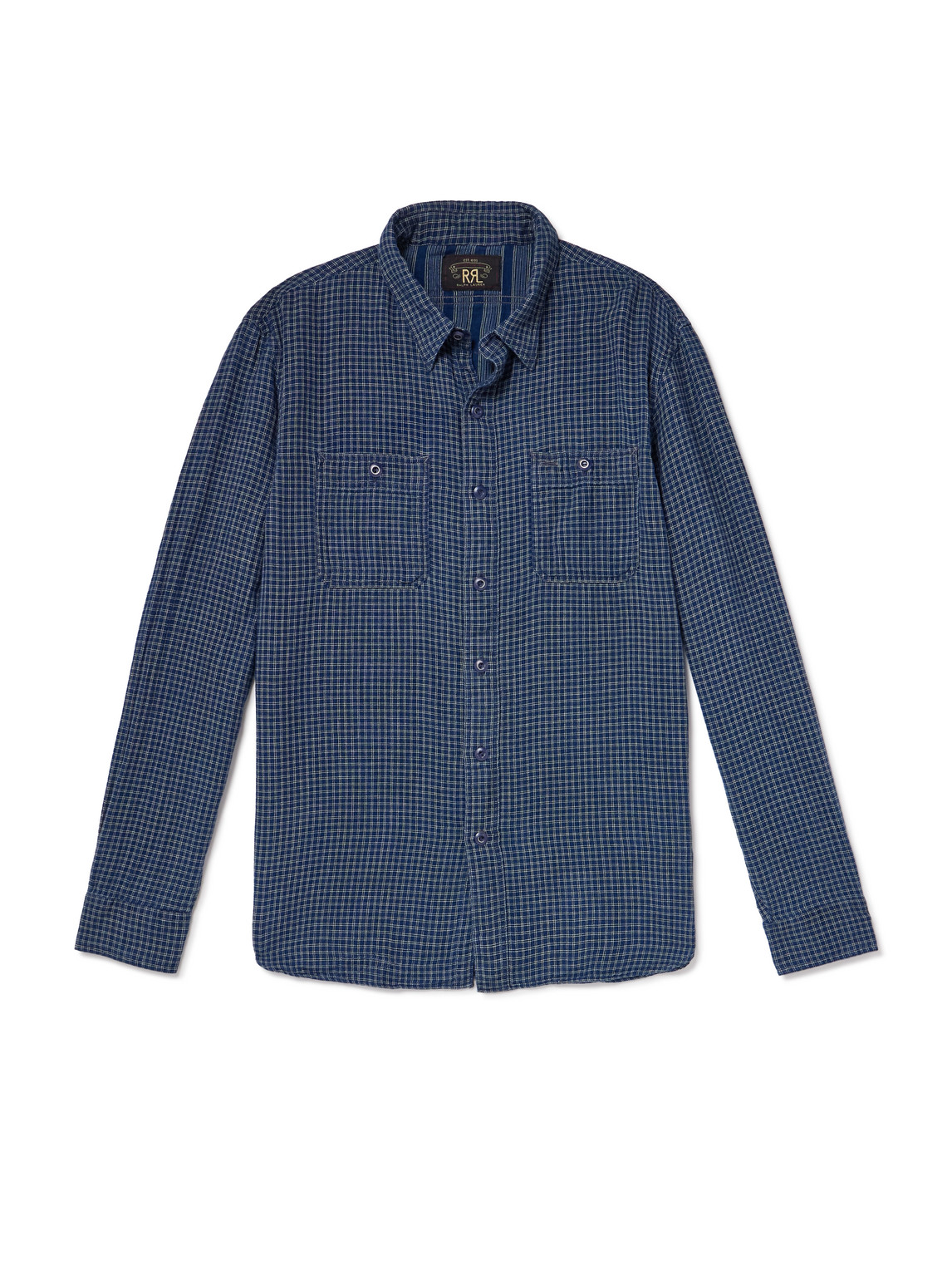 Rrl Harvest Checked Cotton Shirt In Blue