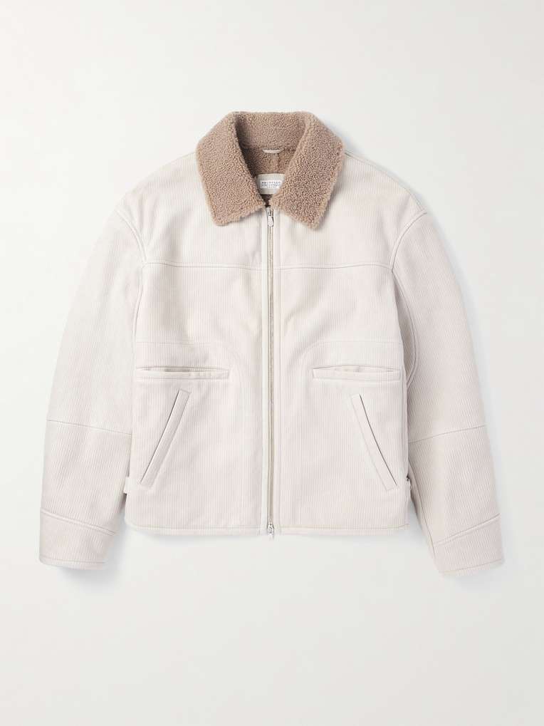 Brunello Cucinelli — Slim-Fit Ribbed Shearling Jacket