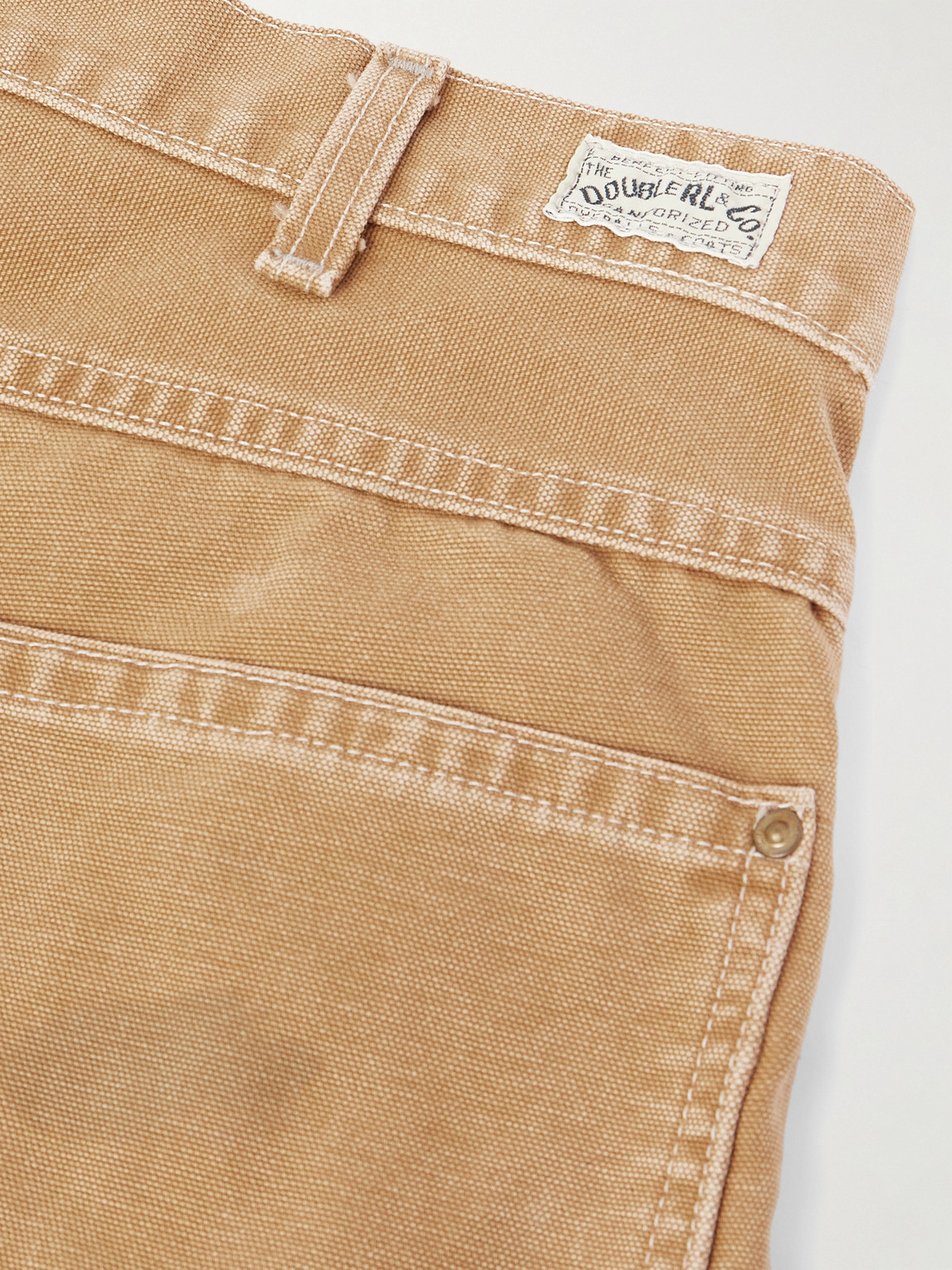 Rrl Hamilton Straight-leg Double-knee Distressed Cotton-canvas Trousers In Brown