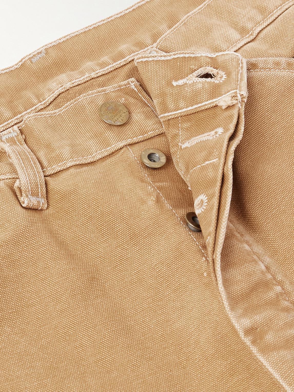 Rrl Hamilton Straight-leg Double-knee Distressed Cotton-canvas Trousers In Brown