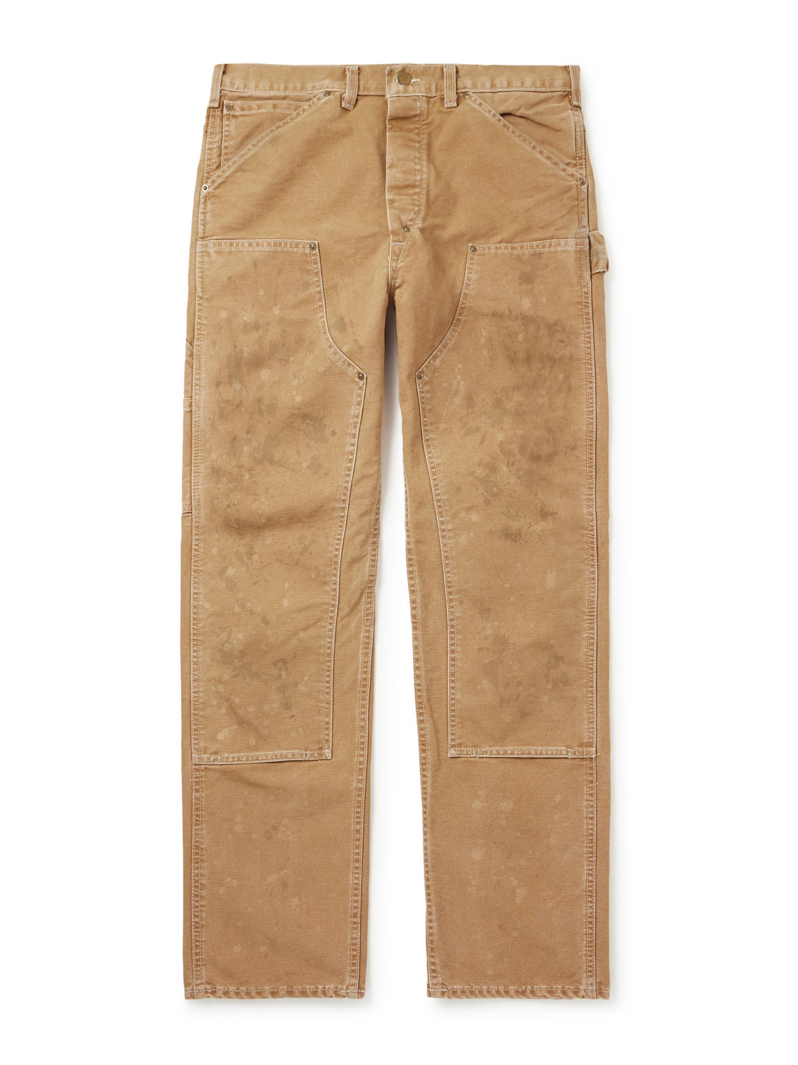 Rrl Hamilton Straight-leg Double-knee Distressed Cotton-canvas Trousers In Brown