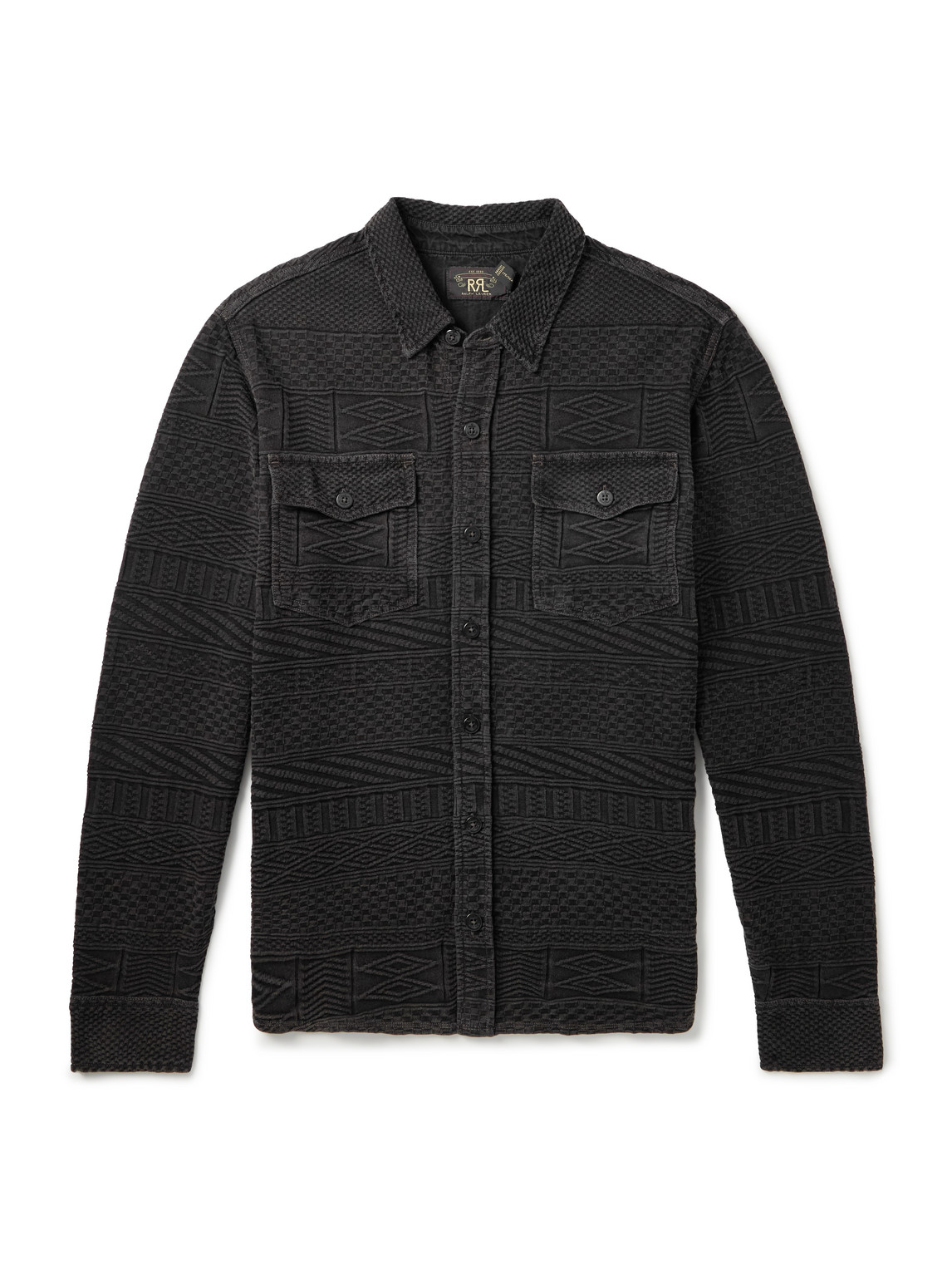 Rrl Julius Cotton-jacquard Shirt In Black