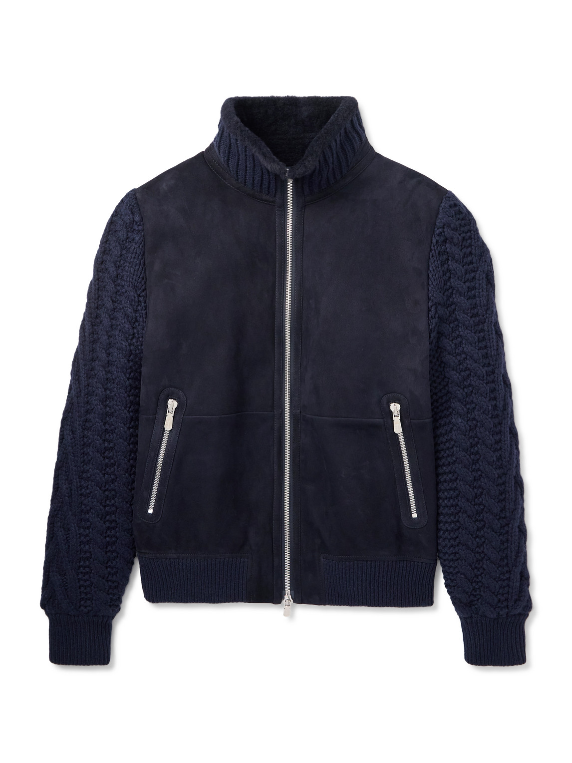 Brunello Cucinelli Shearling And Cable-knit Cashmere Jacket