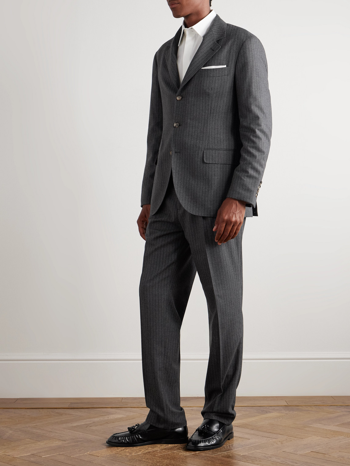 Slim-Fit Pinstriped Wool-Felt Suit Jacket — 2