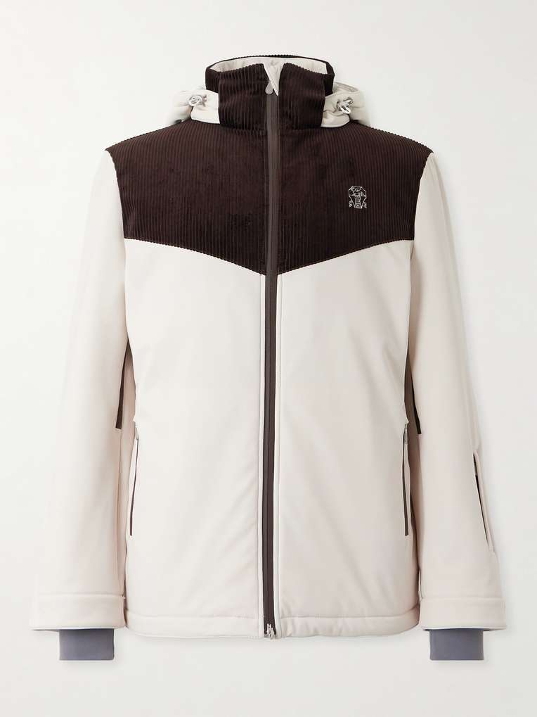 Brunello Cucinelli — Logo-Embroidered Corduroy-Trimmed Padded Shell Ski Jacket