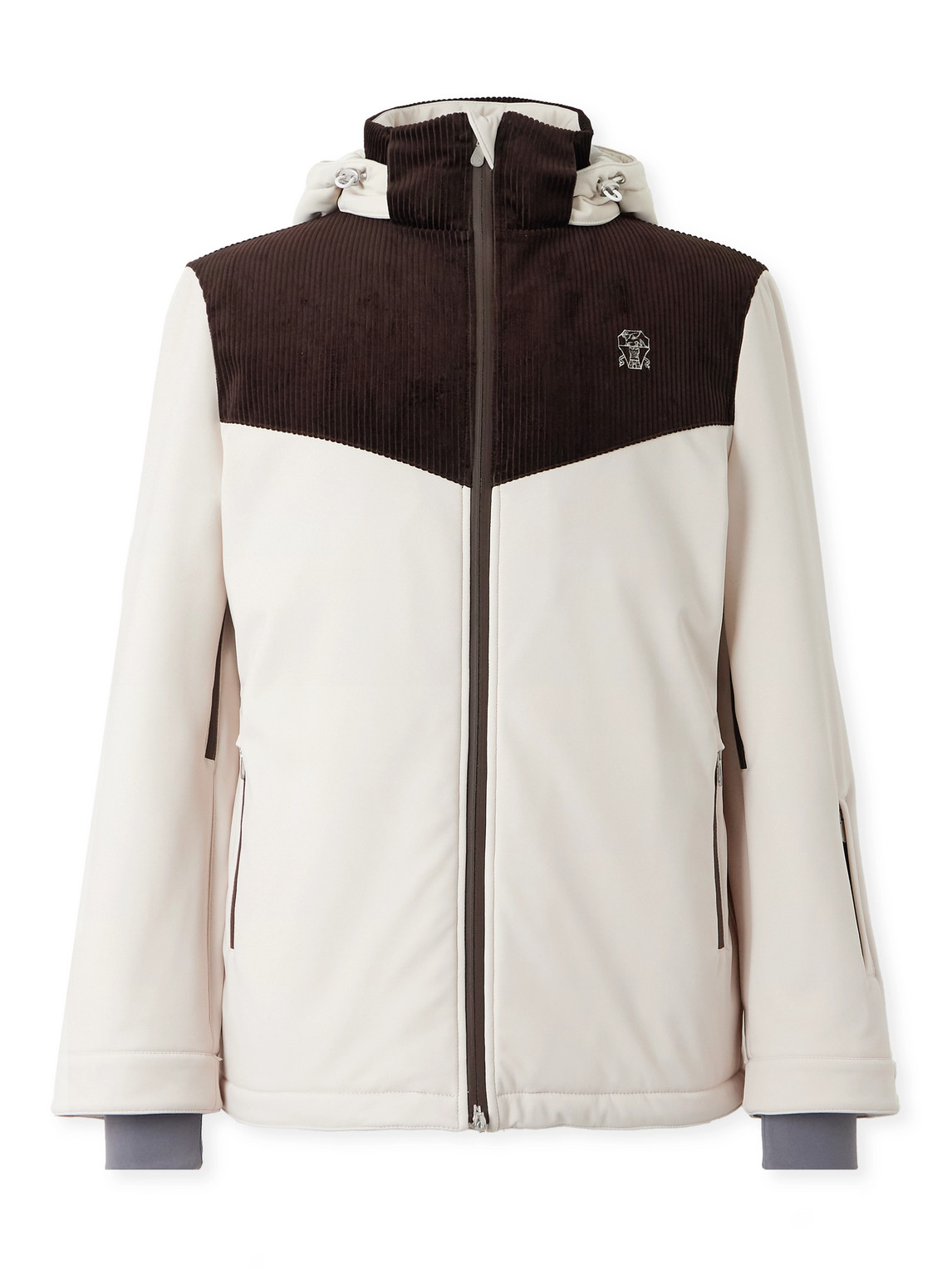 Brunello Cucinelli Corduroy Insert Ski Jacket In Neutral