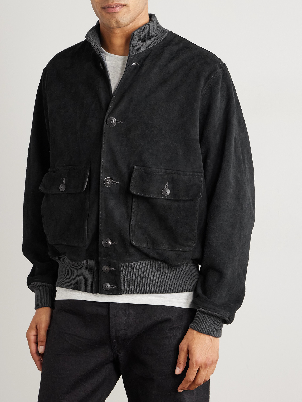  Rrl - Mason Suede Jacket - Men - Black - S 