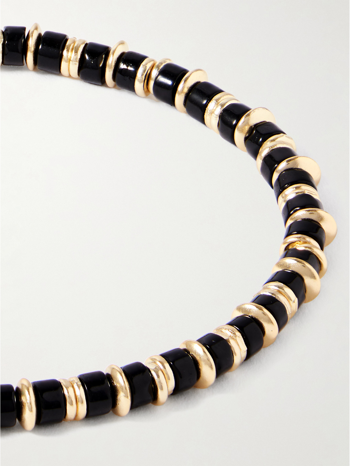 Peyote Bird Oakland 14-karat Gold-plated Onyx And Turquoise Beaded Bracelet In Black