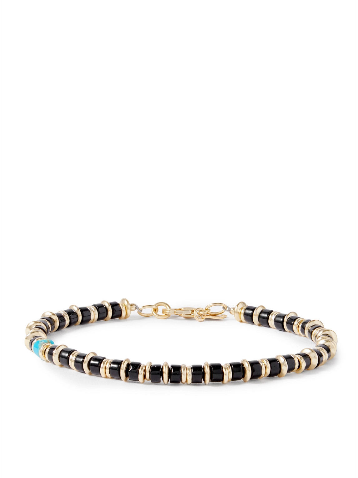 Peyote Bird Oakland 14-karat Gold-plated Onyx And Turquoise Beaded Bracelet In Black