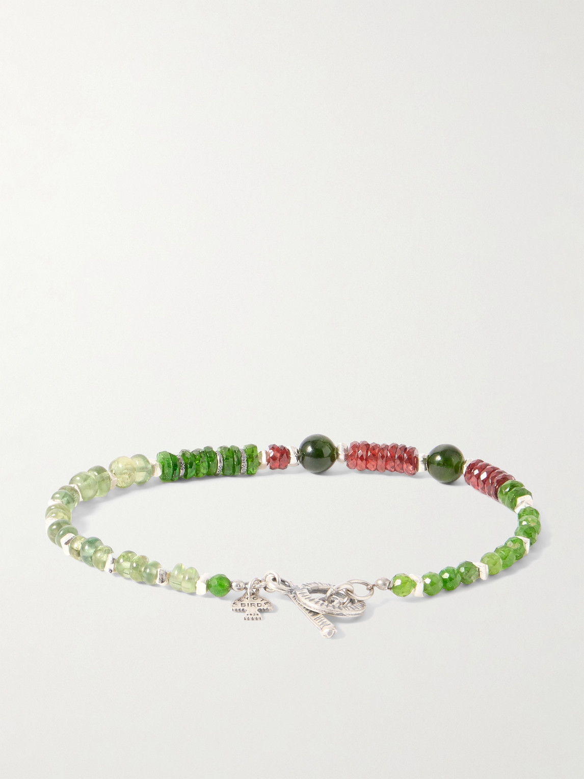 Peyote Bird Ocala Sterling Silver Multi-stone Beaded Bracelet In Green