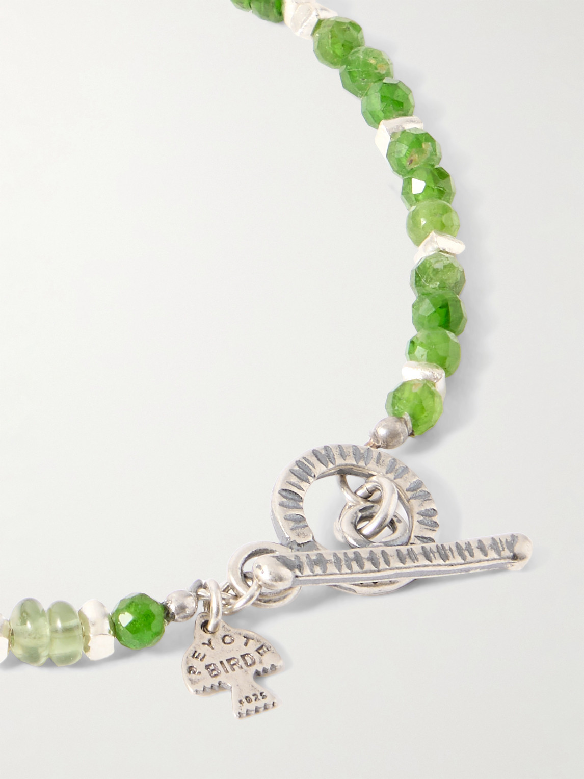 Peyote Bird Ocala Sterling Silver Multi-stone Beaded Bracelet In Green