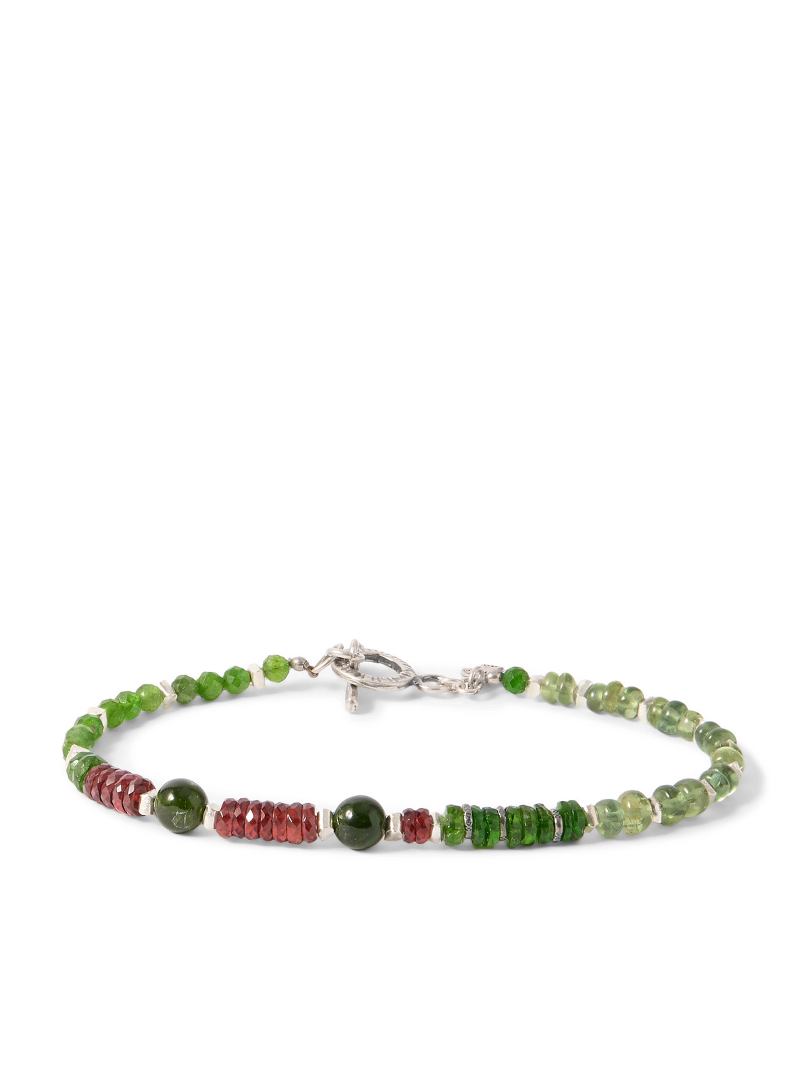 Peyote Bird Ocala Sterling Silver Multi-stone Beaded Bracelet In Green