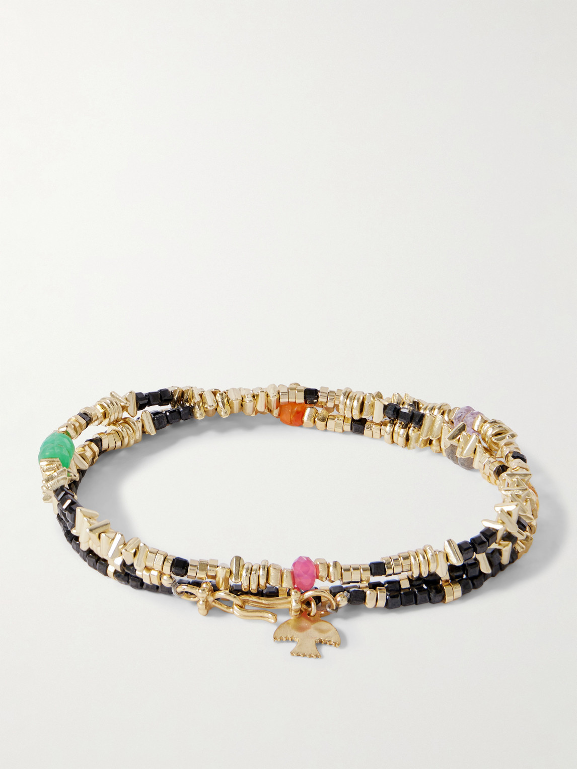 Peyote Bird Como 14-karat Gold-plated Multi-stone Beaded Bracelet In Gold