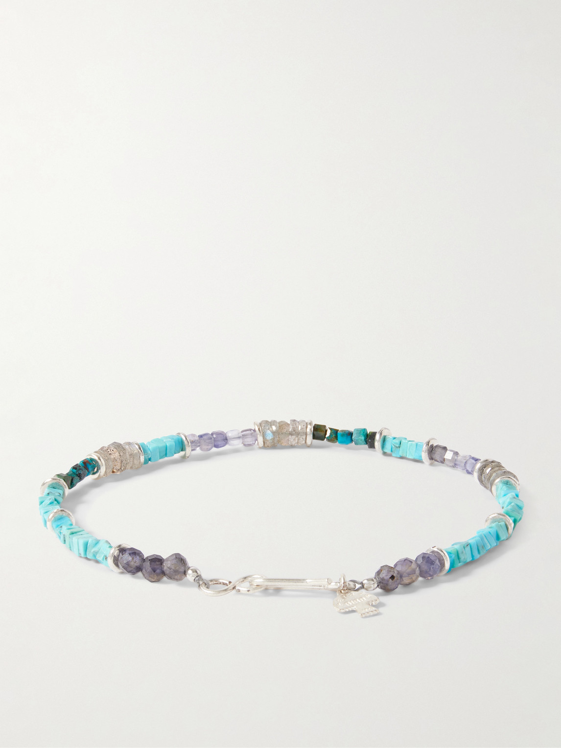 Peyote Bird Pacific Sterling Silver Multi-stone Beaded Bracelet In Blue