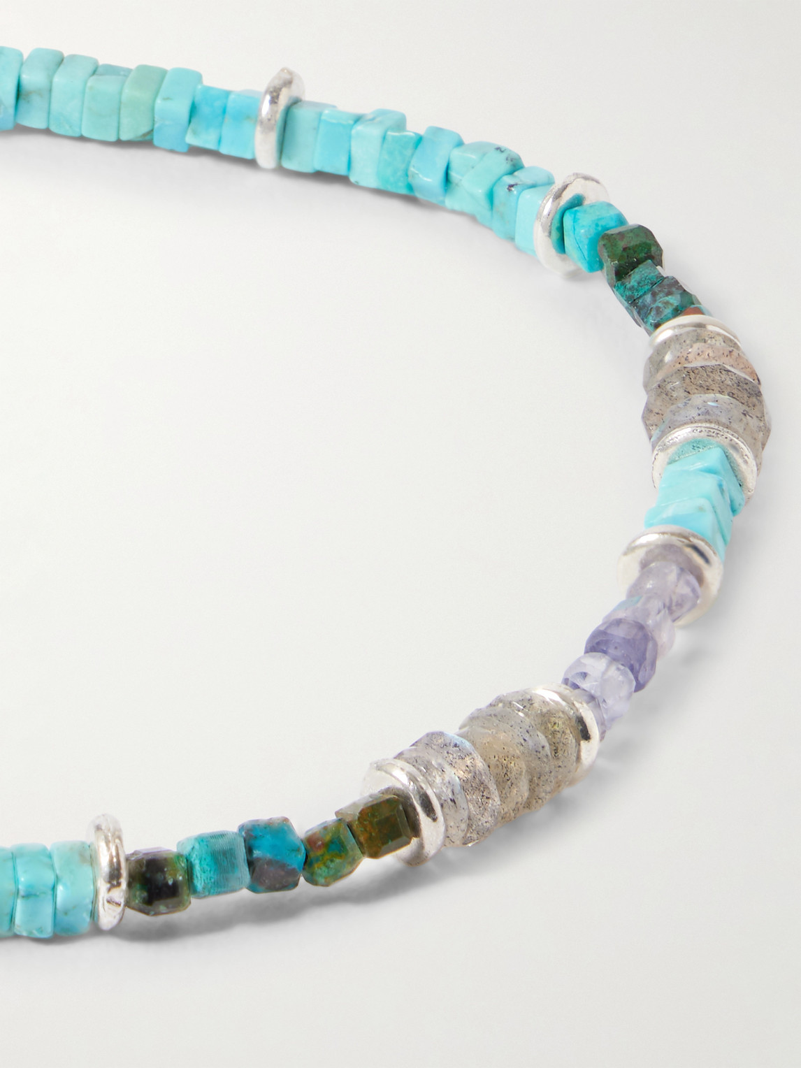 Peyote Bird Pacific Sterling Silver Multi-stone Beaded Bracelet In Blue