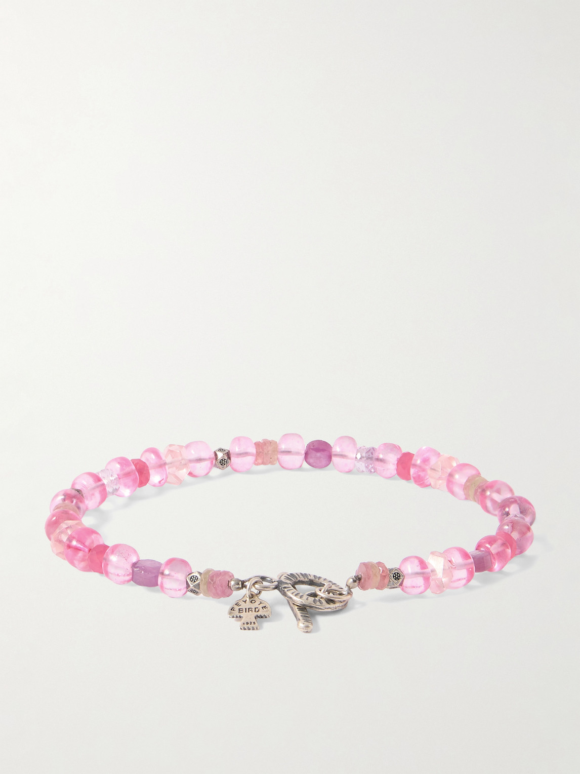 Peyote Bird Metz Silver Multi-stone Beaded Bracelet In Pink