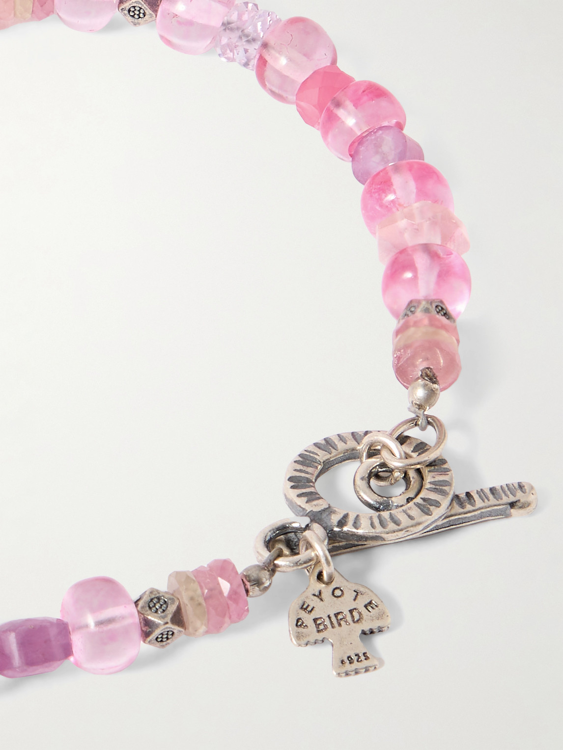 Peyote Bird Metz Silver Multi-stone Beaded Bracelet In Pink